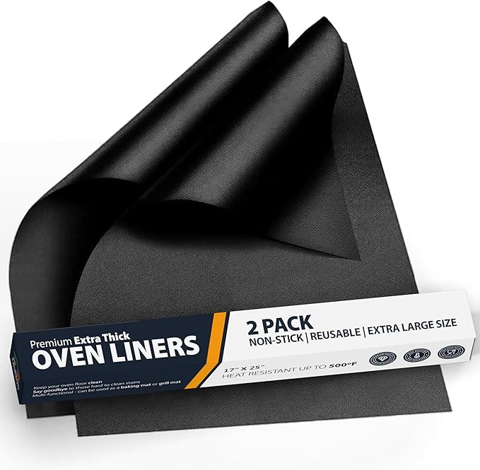 Oven Liners for Bottom of Oven - 2 Pack Large Heavy Duty Mats, 17”x25” Non-Stick Reusable Lin... | Amazon (US)