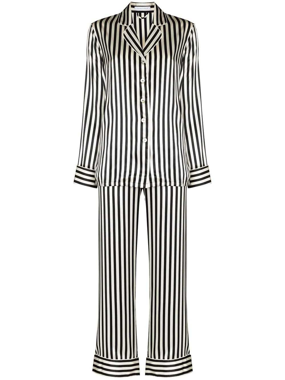 Olivia Von Halle Stripe Print Silk Pajama Set - Farfetch | Farfetch Global
