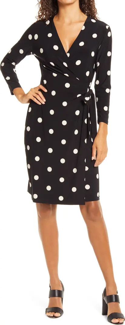 Dot Print Long Sleeve Wrap Dress | Nordstrom