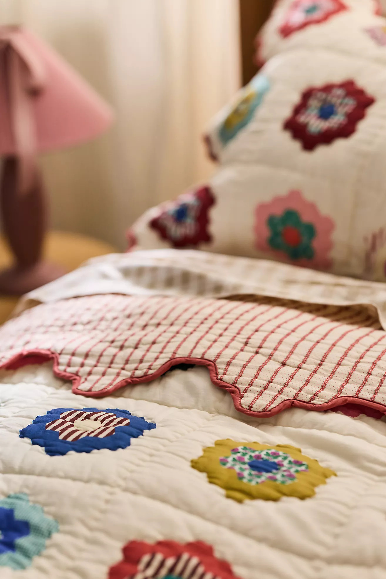 Millie Cotton Printed Geo Shaped Edge Quilt | Anthropologie (US)