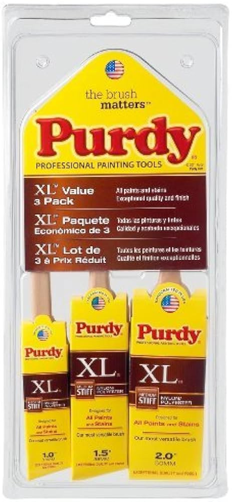 Purdy XL 1, 1-1/2 and 2 in. W Assorted Polyester Paint Brush Set | Amazon (US)