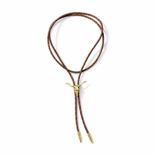 Eighteen Forty Two Longhorn Bolo Tie Necklace with Brown Cord in Brown And Gold at Nordstrom | Nordstrom