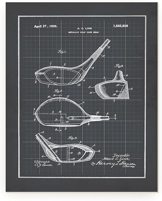 Golf Club Patent Drawing Rustic Wood Wall Sign (12x15) | Amazon (US)