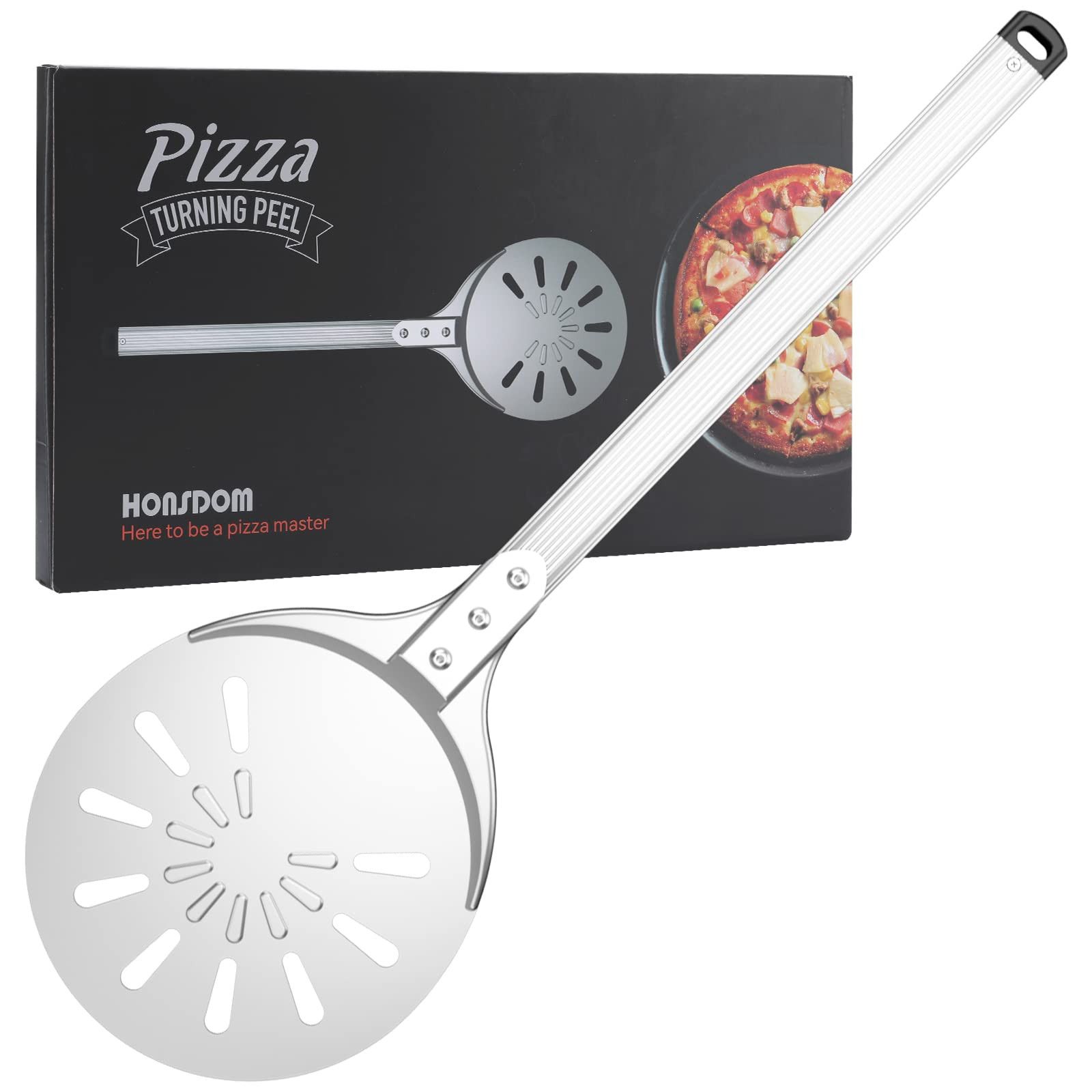 Honsdom Pizza Turning Peel, Round Pizza Turner, 8-Inch Hard Anodized Aluminum Perforated Pizza Pe... | Amazon (US)