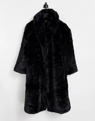 Jayley longer length faux fur coat in black | ASOS (Global)