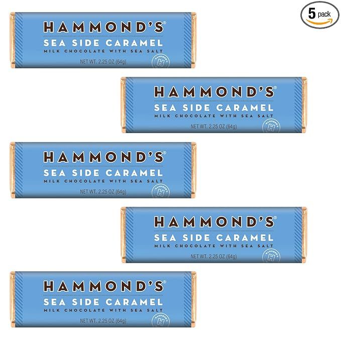Hammond’s Candies Gourmet Chocolate Candy Bars – Natural Sea Side Caramel | Sweet Milk Chocol... | Amazon (US)