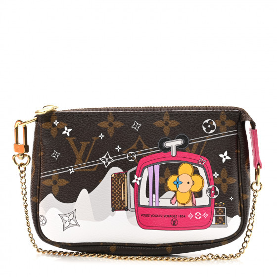 LOUIS VUITTON Monogram 2019 Christmas Animation Mini Courchevel Pochette Accessories Fuchsia | FASHIONPHILE (US)