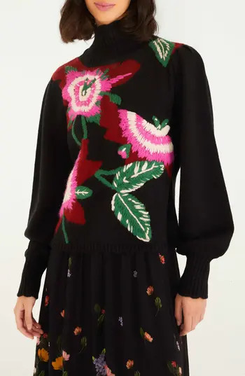 FARM Rio Colorful Flower Turtleneck Sweater in Bold Colorful Flower at Nordstrom Rack, Size X-Small | Nordstrom Rack