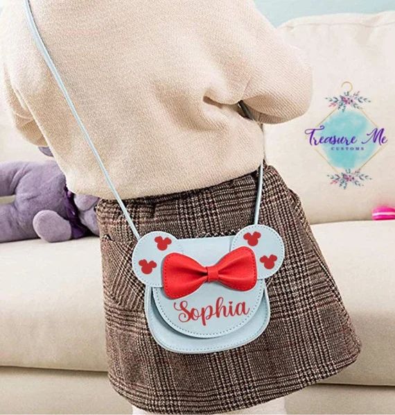 Personalized Mini Leather Crossbody Purse with Minnie Mouse Ears for Little Girls l Girl Birthday... | Etsy (US)