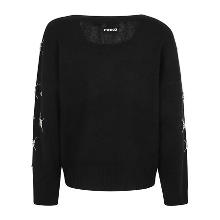 Pinko Female Embellished Wool Blend Sweater With Stylish Design And Cozy Fit Black Sizes standard XXXS-7XL | Walmart (US)