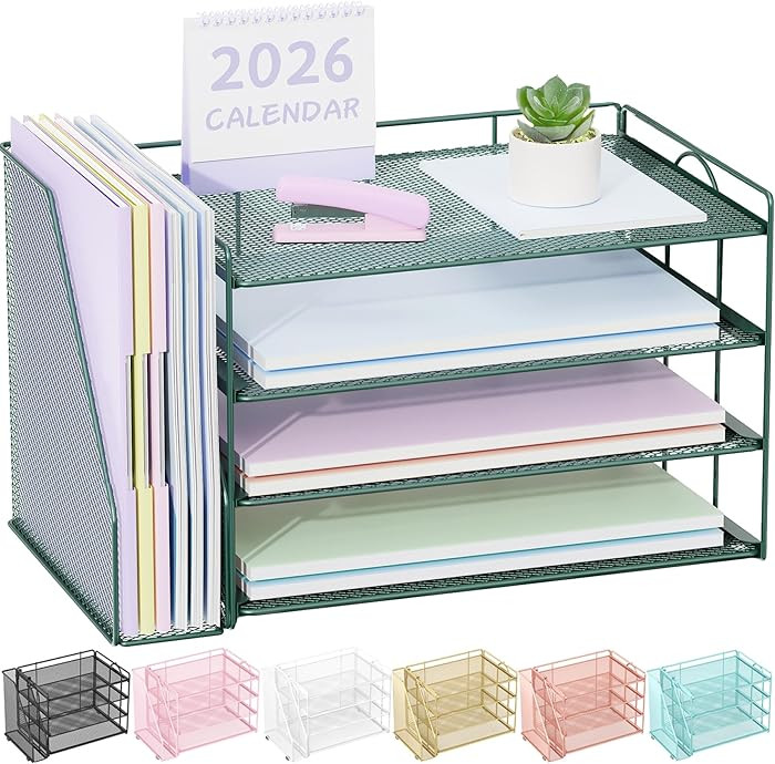 Spacrea Paper Organizer, Desk Organizers and Accessories for Desk with File organizer, Desk Acces... | Amazon (US)