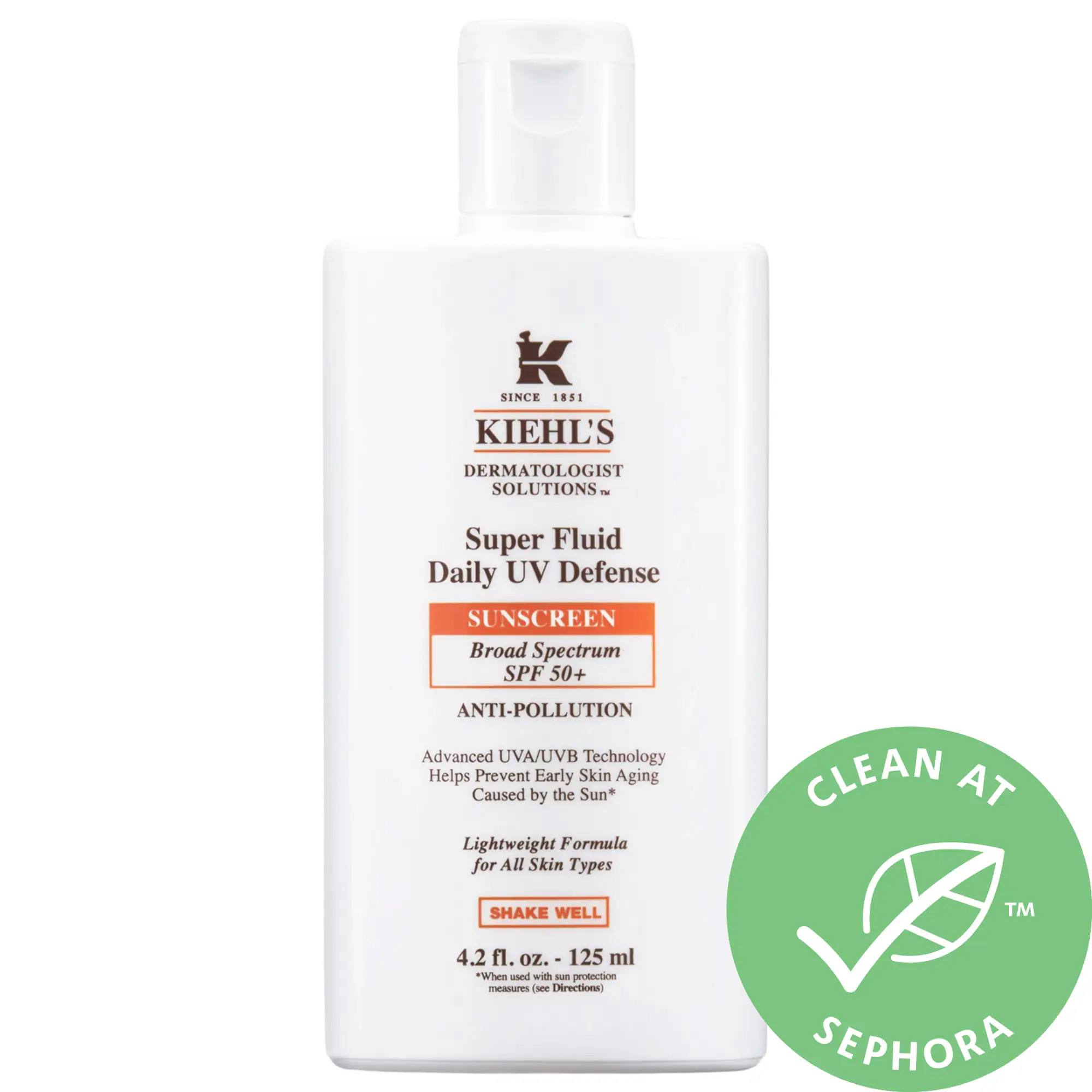 Kiehl's Since 1851 Super Fluid Daily UV Defense Sunscreen Broad Spectrum SPF 50+ 4.2 oz / 125 ml | Sephora (US)