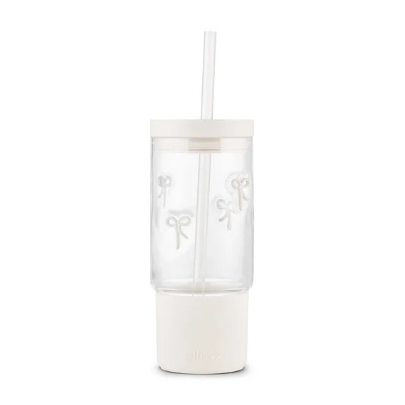Ello Charmed 18oz Glass Tumbler , White Bows | Walmart (US)