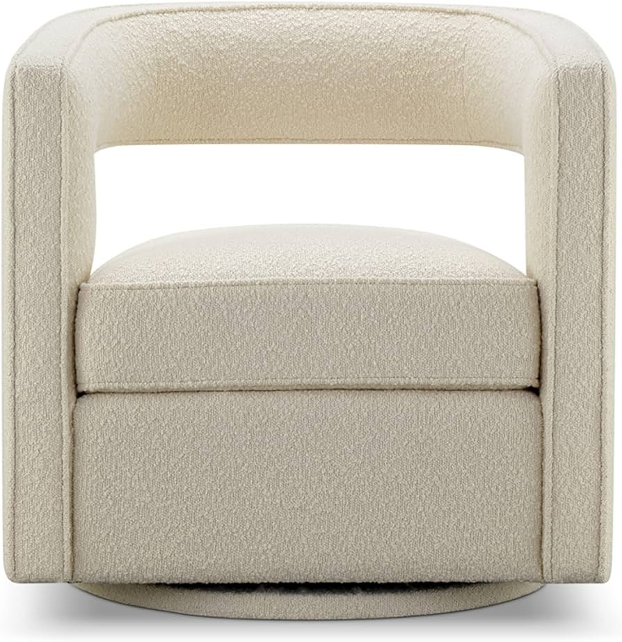 CHERS Ethan Swivel Accent Chair, Boucle Fabric Beige Upholstered Armchair for Living Room/Bedroom... | Amazon (US)