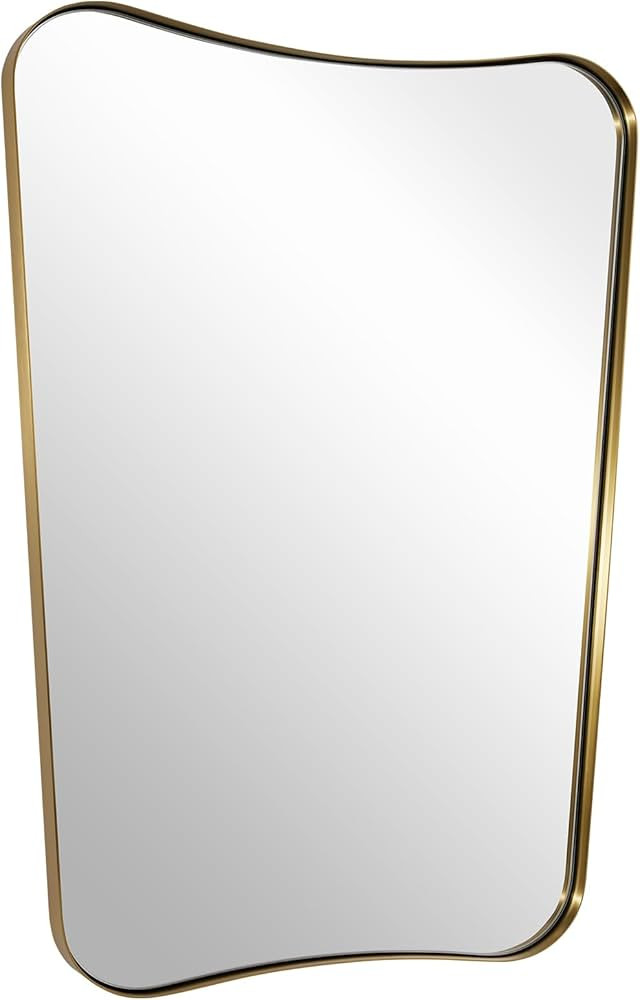 ANDY STAR Gold Vanity Mirror, 22x30 Inch Brushed Gold Bathroom Mirror, Antique Brass Asymmetrical... | Amazon (US)