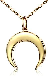 Crescent Moon Necklace Half Moon Pendant Necklace 18K Gold Fill Dainty Necklace for Women | Amazon (US)