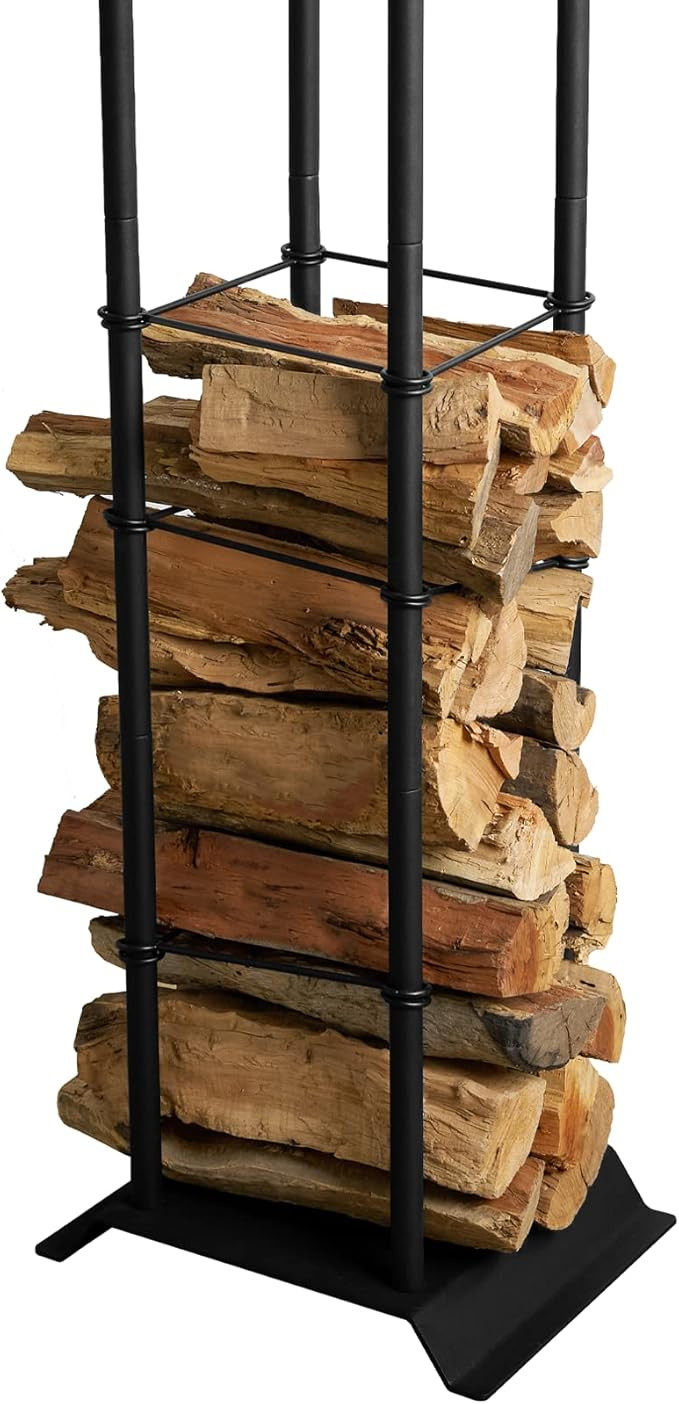 LEOPO Industrial Fireplace Log Holder Tower, Frame Indoor Outdoor Log Holder, Heavy Duty Wood Rac... | Amazon (US)