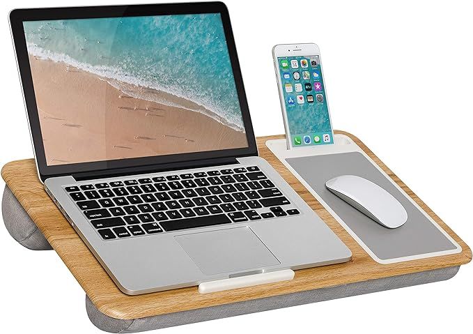 LapGear Home Office Lap Desk with Device Ledge, Mouse Pad, and Phone Holder - Oak Woodgrain - Fit... | Amazon (US)