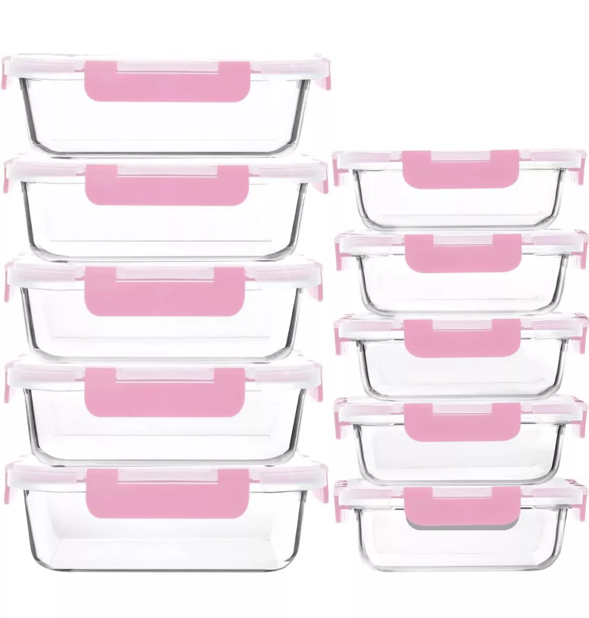 10 Packs Glass Meal Prep Containers with Lids, Glass Food Storage  Containers Set, Airtight Lunch Containers, Microwave, Oven, Freezer and  Dishwasher Friendly, Pink