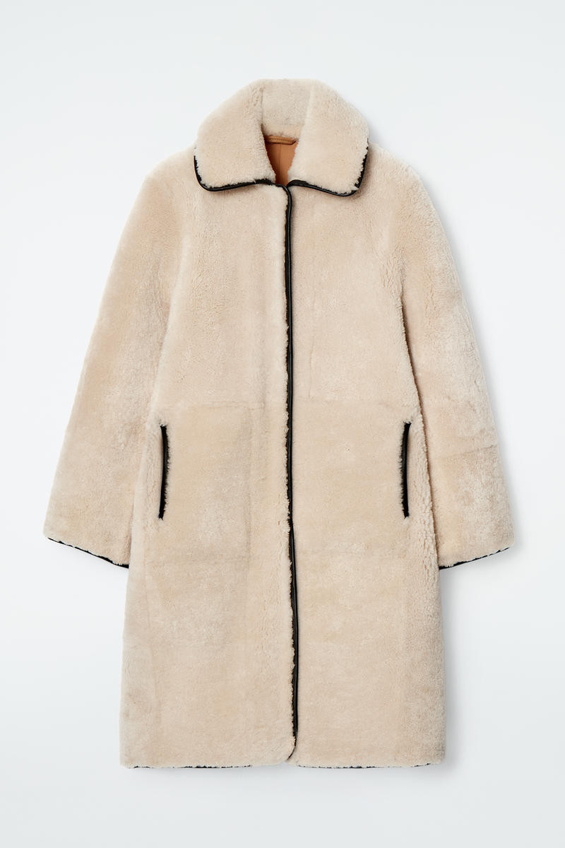 Leather-Trimmed Shearling Coat | COS UK