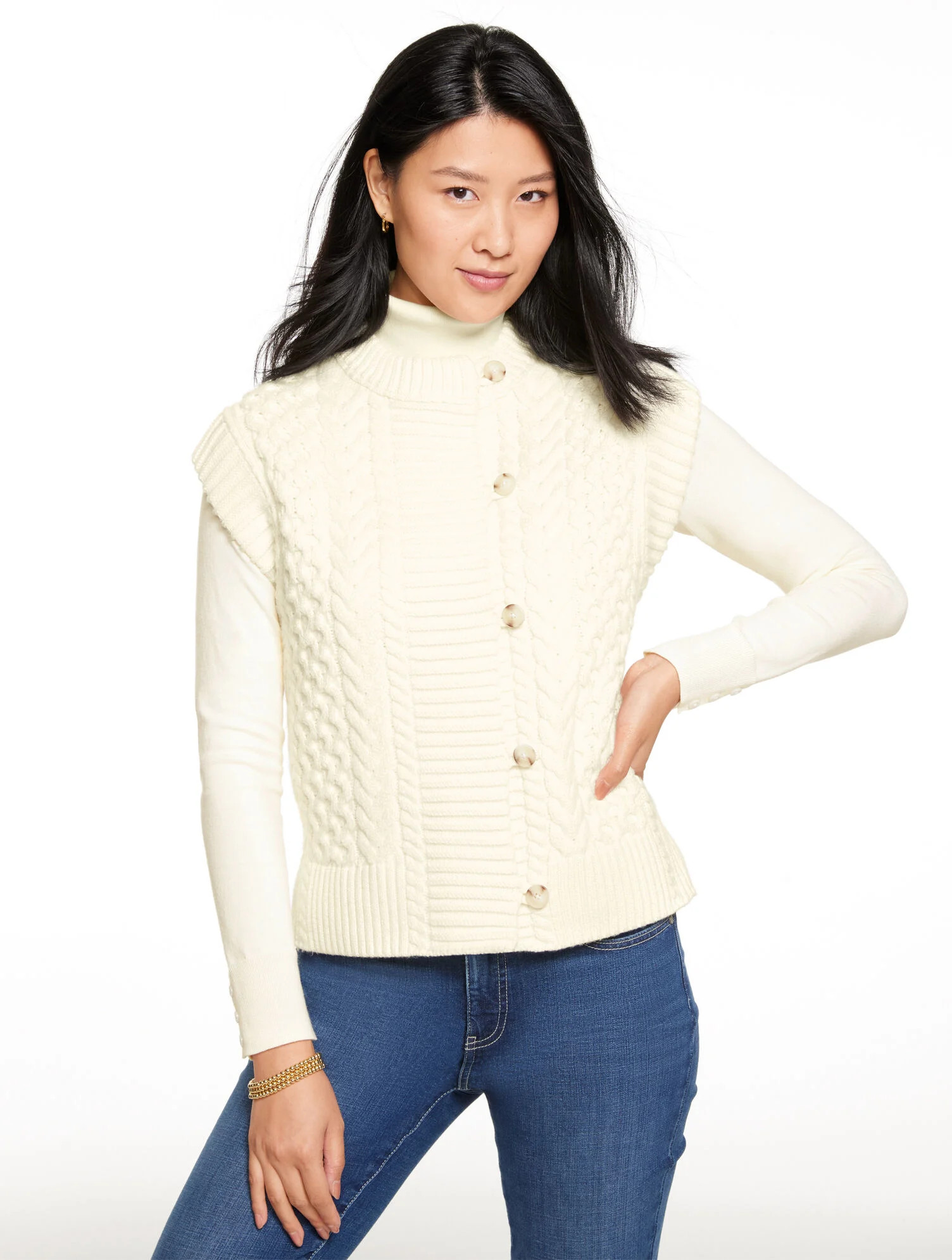 Cable Knit Sweater Vest | Talbots