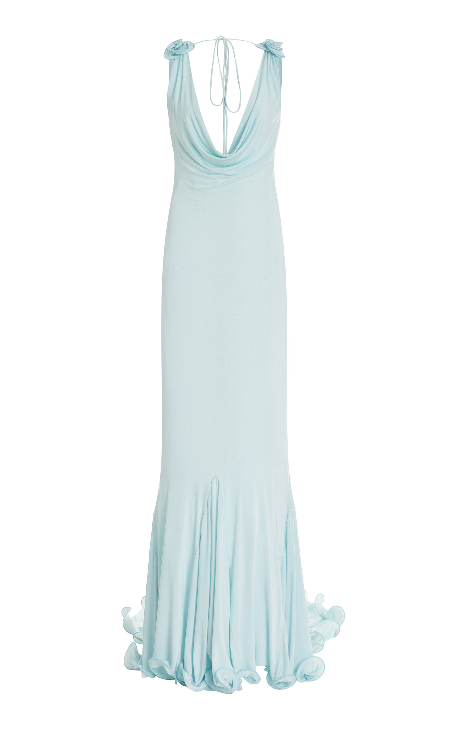 Floral-Detailed Draped Cupro Maxi Dress | Moda Operandi (Global)