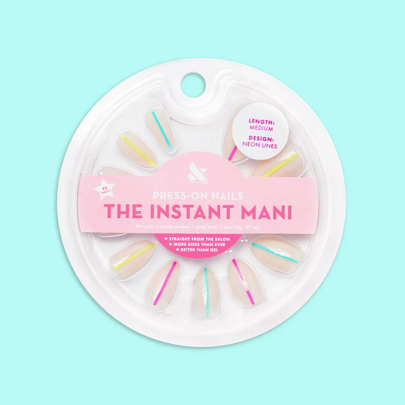 Neon Lines - Press-On | Medium | Almond | Olive & June