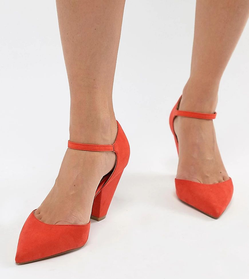 ASOS DESIGN Speaker Wide Fit Pointed Heels-Red | ASOS (Global)