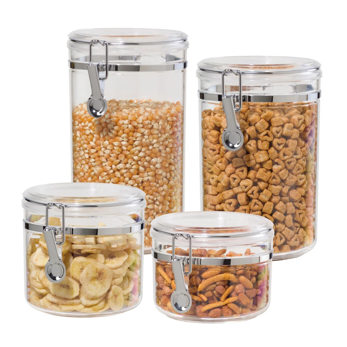 OGGI 4pc Clear Canister Set with Clamp Lids Airtight Containers in Sizes Ideal for Kitchen & Pant... | Wayfair North America
