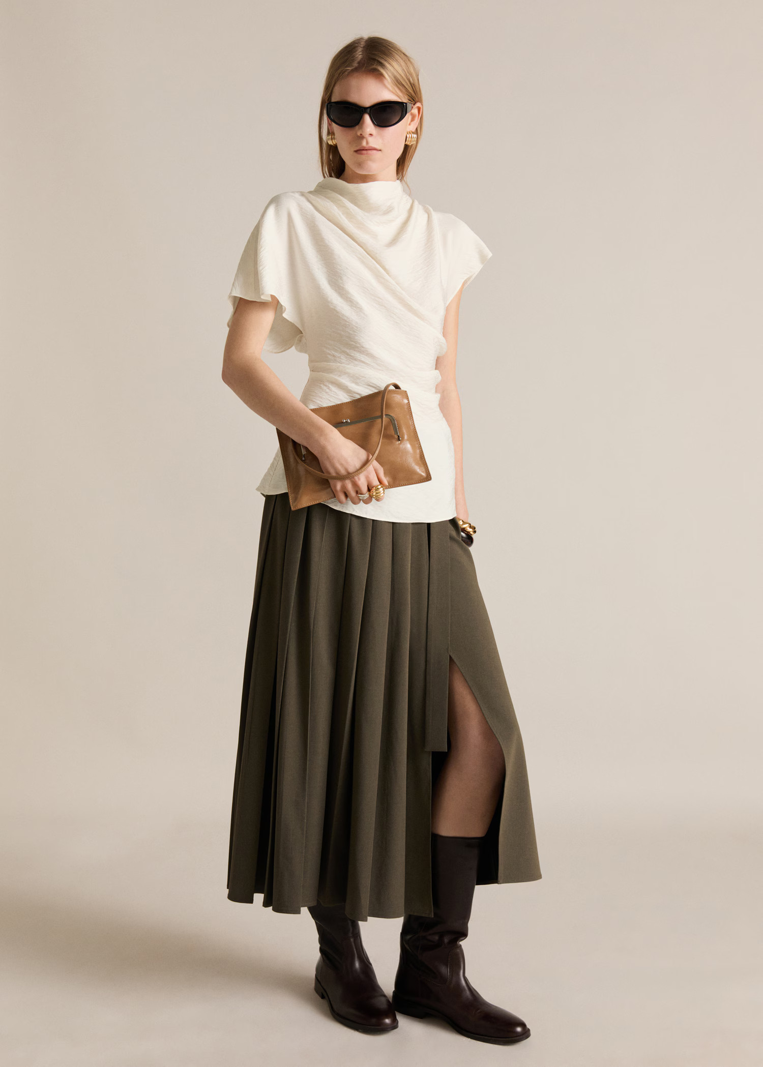 Textured draped blouse - Women | MANGO USA | Mango (US/MX/AU)