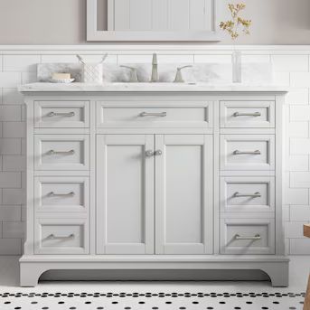 allen + roth Roveland 48-in Light Gray Undermount Single Sink Bathroom Vanity with Natural Carrar... | Lowe's
