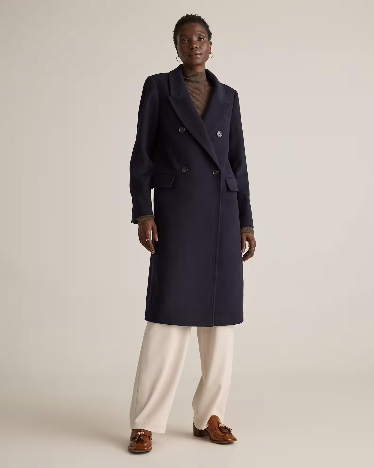 Italian Wool Double-Breasted Coat in Cadet Blue | Quince