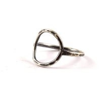 Chunky Circle Fine Silver Ring - Hammered Oxidized Finish | Etsy (US)