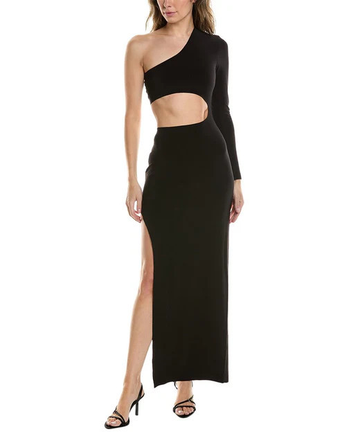 Norma Kamali One-Sleeve Shane Wide Slit Gown | Shop Simon