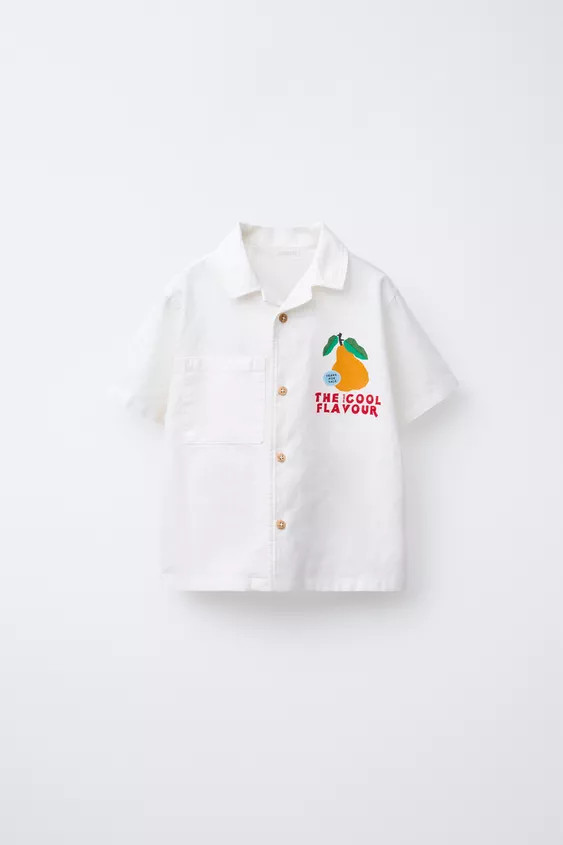 FRUIT PRINT LINEN-BLEND SHIRT | Zara UK