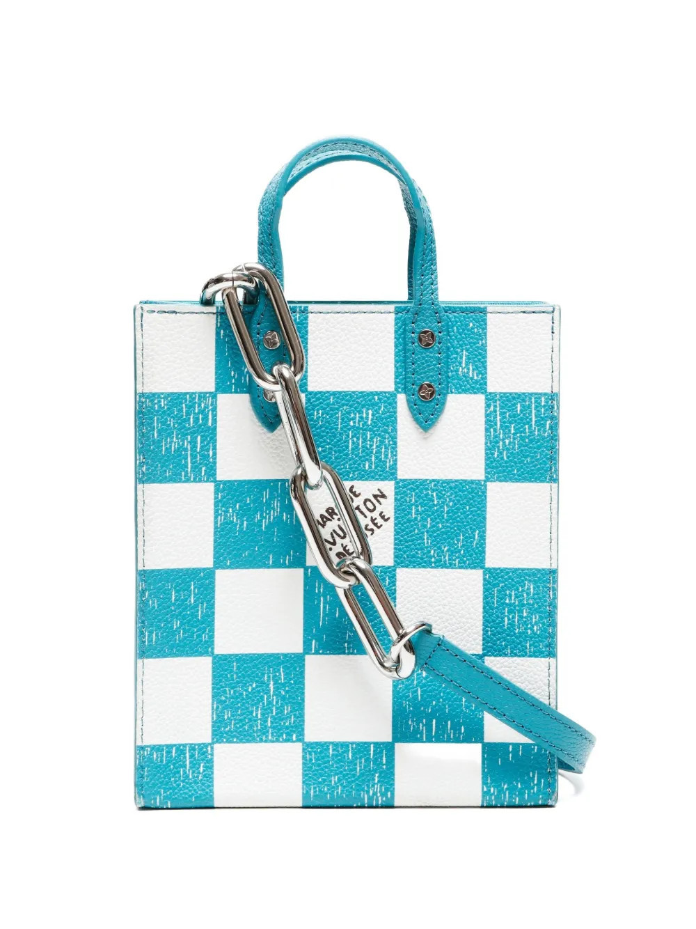 Louis Vuitton Pre-Owned Damier Checkerboard Sac Plat XS tote bag - Blue | Farfetch Global