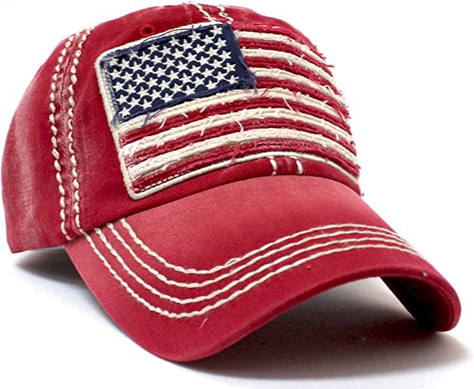 Oversized Vintage American Flag Patch Embroidery Baseball Cap (Multiple Colors) | Amazon (US)