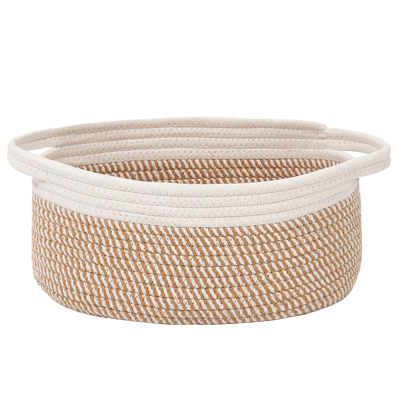 Woven Basket,Small Rope Storage Bin with Handles & Ribbon Bag, Organizer for Shelves Closets,Gift... | Amazon (US)