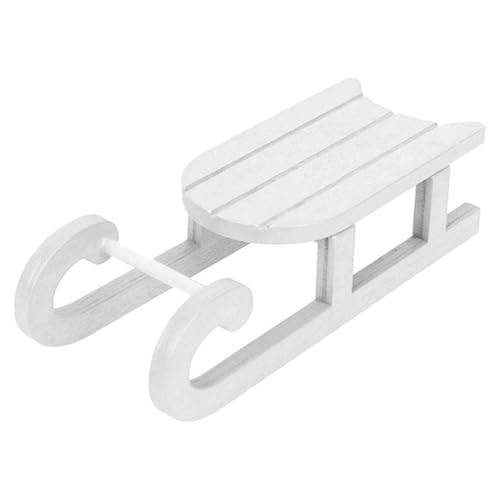 BESTOYARD Christmas Sleigh Wood White Santa Sleigh Ornament Tabletop Desktop Sled Figurine Vintage Holiday Sleigh for Holiday Centerpiece Home Office Decoration | Amazon (US)