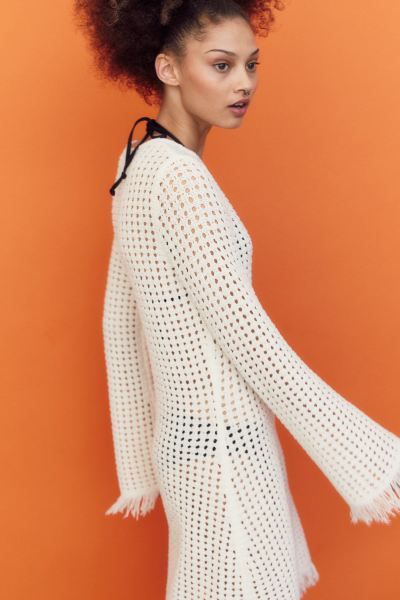 Fringe-trimmed Hole-knit Dress | H&M (US + CA)