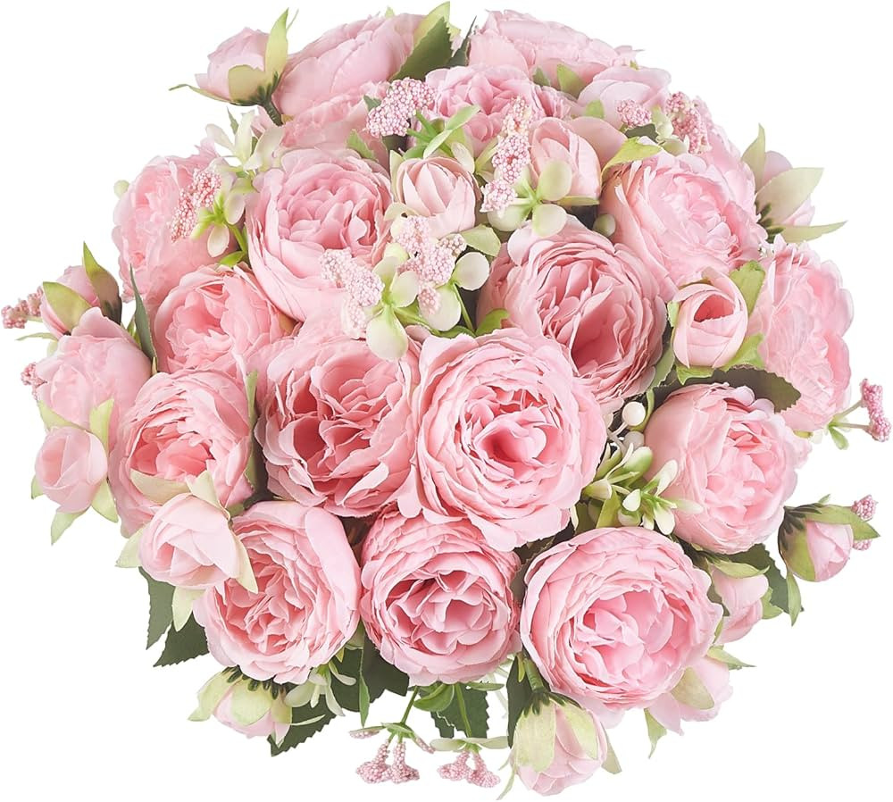 Mkono Peonies Artificial Flowers, Small Silk Flowers for Home Decor Indoor Fake Bouquet Faux Flor... | Amazon (US)