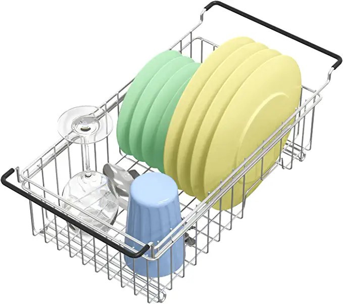 Expandable Dish Drying Rack Over The Sink Small Dish Drainer in Sink Adjustable Rustproof Sink St... | Amazon (US)