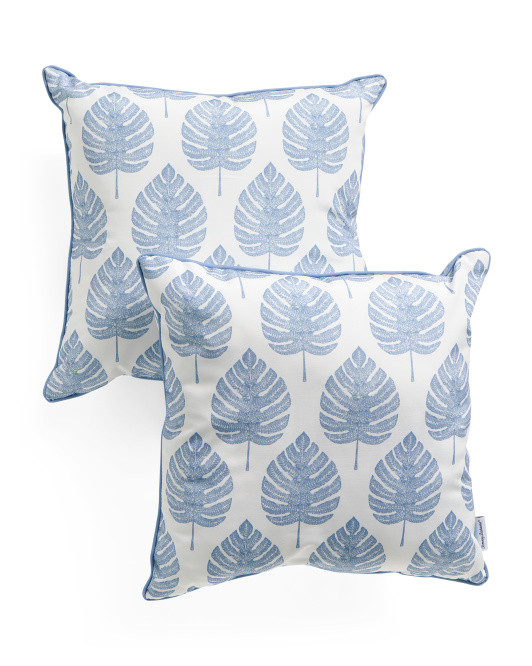18x18 2pk Indoor Outdoor Leafed Pillow Set | TJ Maxx