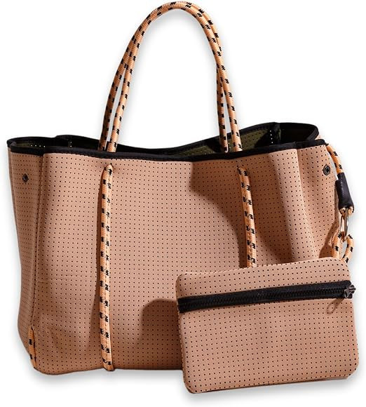 POPUPS Large Neoprene Tote Bag for Women - Everyday Designer Handbag for Travel Work and Beach wi... | Amazon (US)