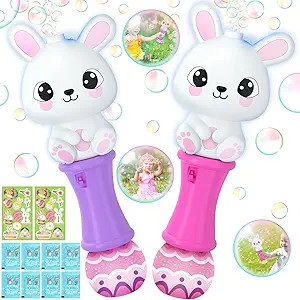 2 Pack Easter Bunny Bubble Wand for Kids, Automatic Bubble Machine with LED Light, Easter Basket ... | Amazon (US)