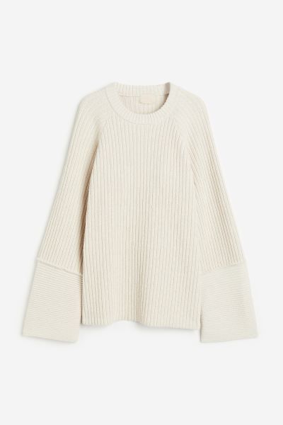 Rib-knit open-back jumper - Cream - Ladies | H&M GB | H&M (UK, MY, IN, SG, PH, TW, HK)