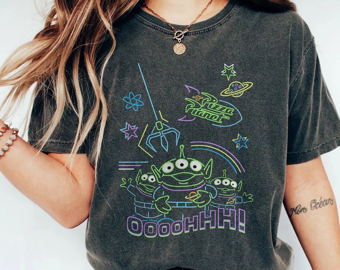 Disney Pixar Toy Story Aliens Neon Outlight T-shirt, Disney Toy Story T-shirt, Disney Aliens T-sh... | Etsy (US)