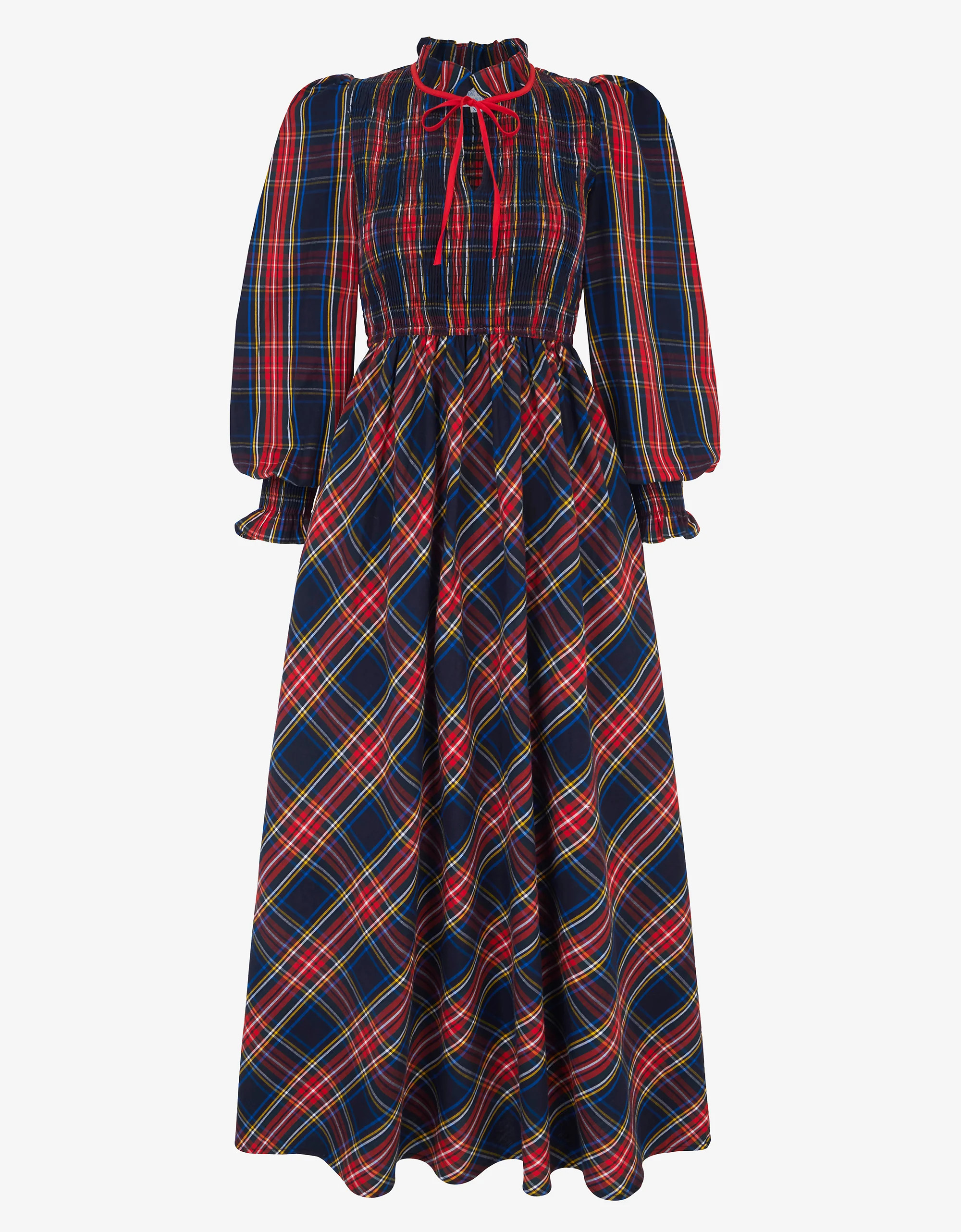Midnight Tartan Izzy Dress – Red & Black Cotton | Pink City Prints | Pink City Prints UK