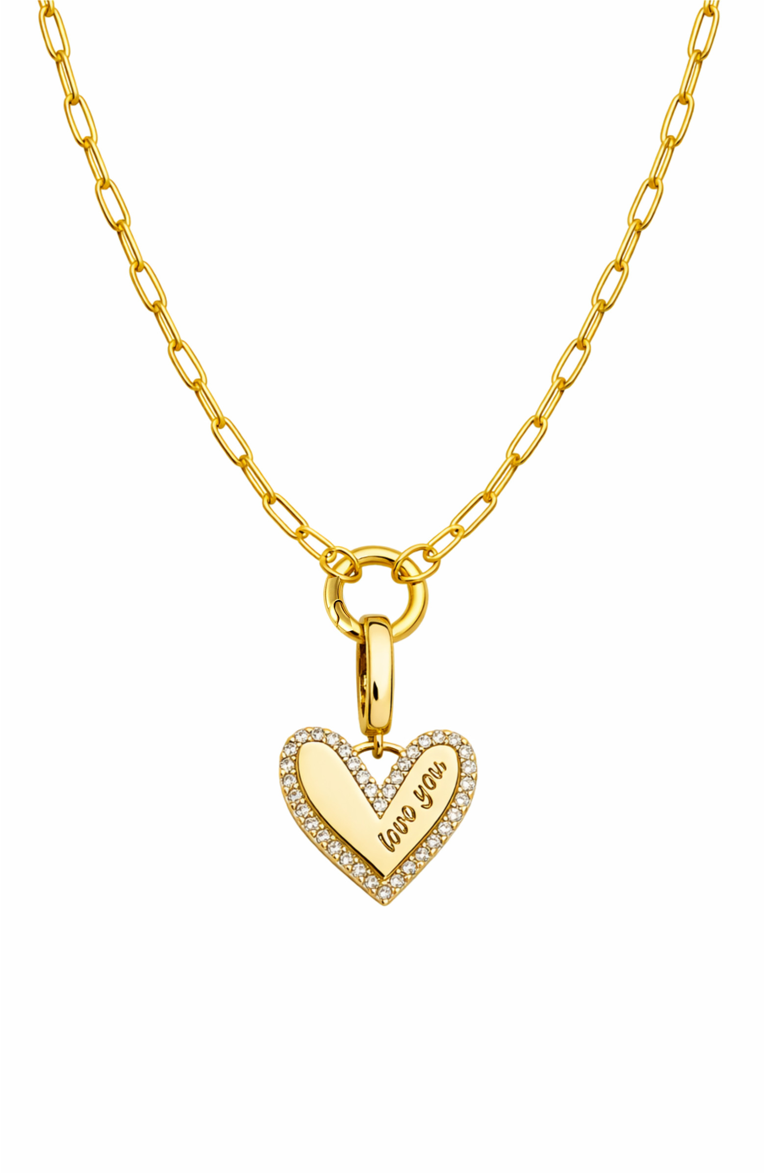 Elena "Love You" Pavé Heart Necklace | Nordstrom