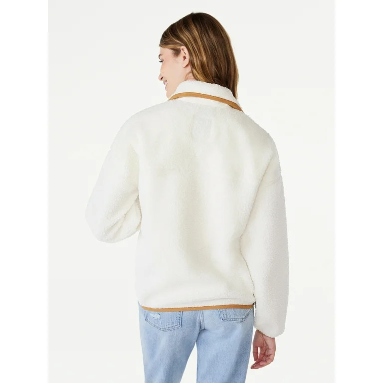 Free Assembly Women's Patch Pocket Mixy Teddy Fleece Jacket, Sizes XS-XXL - Walmart.com | Walmart (US)